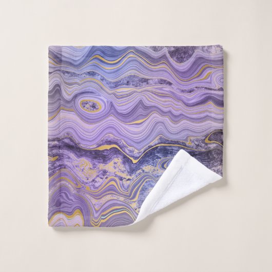 LUXURIÖSES LILA-LILAC GOLD SWIRL TOWEL SET (Waschlappen)