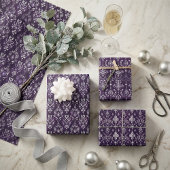 Luxuriöses Lila und silberes Weihnachtsmuster Geschenkpapier Set