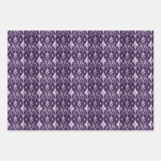 Luxuriöses Lila und silberes Weihnachtsmuster Geschenkpapier Set (Vorderseite 3)