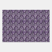 Luxuriöses Lila und silberes Weihnachtsmuster Geschenkpapier Set (Vorderseite)