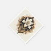 Luxuriöses Lily Design Goldene Zierkunst Serviette (Ecke)