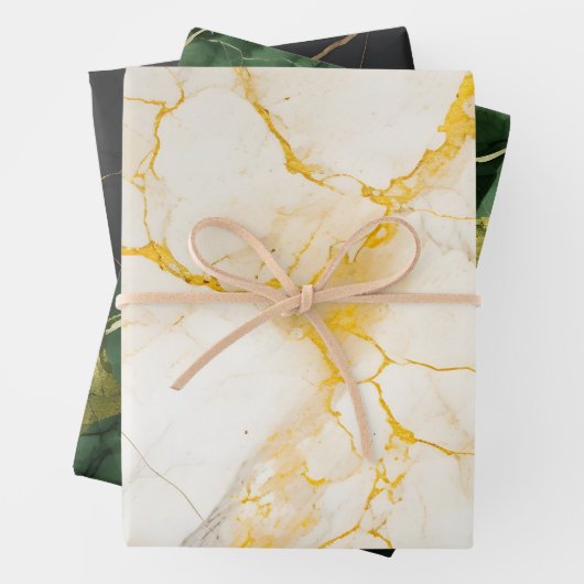 Luxuriöses Marble Gold Effekttuch Geschenkpapier Set (Beispiel)
