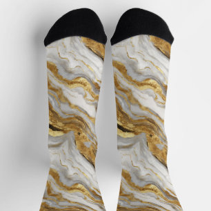 Luxuriöses Marmor Gold Weiß Harmonie abstraktes Mu Socken