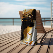 Luxuriöses Marmor Goldglasur feminin Schwarz-weiß Strandtuch