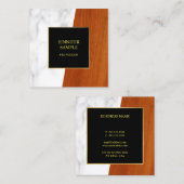 Luxuriöses Marmor Holz Schwarz Gold Template Elega Quadratische Visitenkarte (Vorne/Hinten)