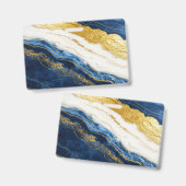 Luxuriöses Marmorschiff aus Navy Blue & Gold Leaf Ausweis (Vorder- & Rückseite)