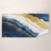 Luxuriöses Marmorschiff aus Navy Blue & Gold Leaf Badehandtuch (Badehandtuch)