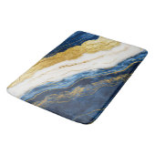 Luxuriöses Marmorschiff aus Navy Blue & Gold Leaf Badematte (Schrägansicht)