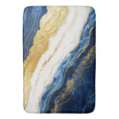Luxuriöses Marmorschiff aus Navy Blue & Gold Leaf Badematte (Vorderseite Vertikal)