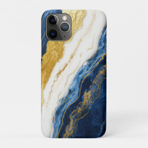 Luxuriöses Marmorschiff aus Navy Blue & Gold Leaf Case-Mate iPhone Hülle