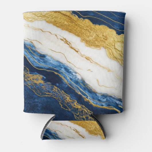 Luxuriöses Marmorschiff aus Navy Blue & Gold Leaf Dosenkühler (Vorderseite)