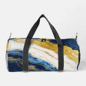 Luxuriöses Marmorschiff aus Navy Blue & Gold Leaf Duffle Bag (Rückseite)