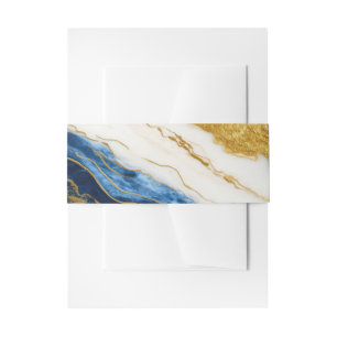 Luxuriöses Marmorschiff aus Navy Blue & Gold Leaf Einladungsbanderole