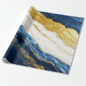 Luxuriöses Marmorschiff aus Navy Blue & Gold Leaf Geschenkpapier (Ungerollt)