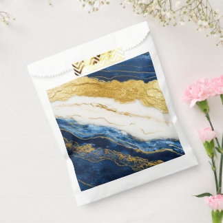 Luxuriöses Marmorschiff aus Navy Blue & Gold Leaf Geschenktütchen
