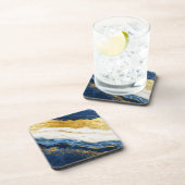 Luxuriöses Marmorschiff aus Navy Blue & Gold Leaf Getränkeuntersetzer (Rechte Seite)