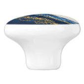 Luxuriöses Marmorschiff aus Navy Blue & Gold Leaf Keramikknauf (Seitenansicht)