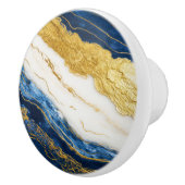 Luxuriöses Marmorschiff aus Navy Blue & Gold Leaf Keramikknauf (Rechts)