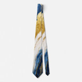 Luxuriöses Marmorschiff aus Navy Blue & Gold Leaf Krawatte (Vorderseite)