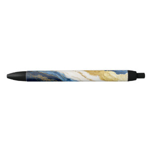 Luxuriöses Marmorschiff aus Navy Blue & Gold Leaf Kugelschreiber