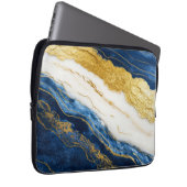 Luxuriöses Marmorschiff aus Navy Blue & Gold Leaf Laptopschutzhülle (Vorne Rechts)