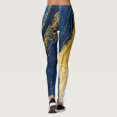 Luxuriöses Marmorschiff aus Navy Blue & Gold Leaf Leggings (Rückseite)