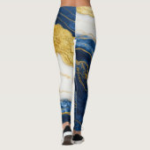 Luxuriöses Marmorschiff aus Navy Blue & Gold Leaf Leggings (Rückseite)