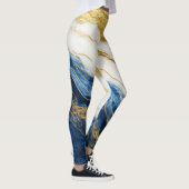 Luxuriöses Marmorschiff aus Navy Blue & Gold Leaf Leggings (Rechts)