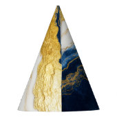 Luxuriöses Marmorschiff aus Navy Blue & Gold Leaf Partyhütchen (Rückseite)