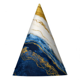 Luxuriöses Marmorschiff aus Navy Blue & Gold Leaf Partyhütchen