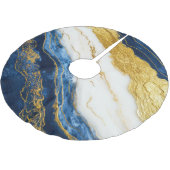 Luxuriöses Marmorschiff aus Navy Blue & Gold Leaf Polyester Weihnachtsbaumdecke (Schrägansicht)