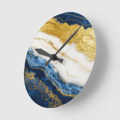 Luxuriöses Marmorschiff aus Navy Blue & Gold Leaf Runde Wanduhr (Winkel)
