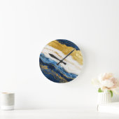 Luxuriöses Marmorschiff aus Navy Blue & Gold Leaf Runde Wanduhr (Zuhause)