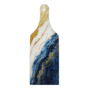 Luxuriöses Marmorschiff aus Navy Blue & Gold Leaf Schneidebrett