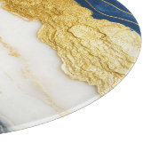 Luxuriöses Marmorschiff aus Navy Blue & Gold Leaf Schneidebrett (Ecke)