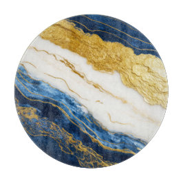 Luxuriöses Marmorschiff aus Navy Blue & Gold Leaf Schneidebrett