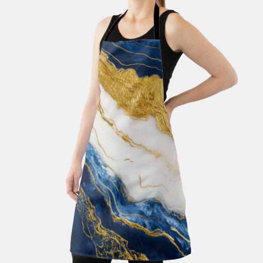 Luxuriöses Marmorschiff aus Navy Blue & Gold Leaf Schürze (InSitu)