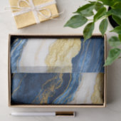 Luxuriöses Marmorschiff aus Navy Blue & Gold Leaf Seidenpapier (Geschenk)