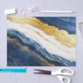 Luxuriöses Marmorschiff aus Navy Blue & Gold Leaf Seidenpapier (Handwerk)