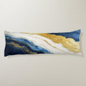 Luxuriöses Marmorschiff aus Navy Blue & Gold Leaf Seitenschläferkissen (Rückseite)