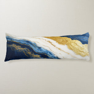 Luxuriöses Marmorschiff aus Navy Blue & Gold Leaf Seitenschläferkissen