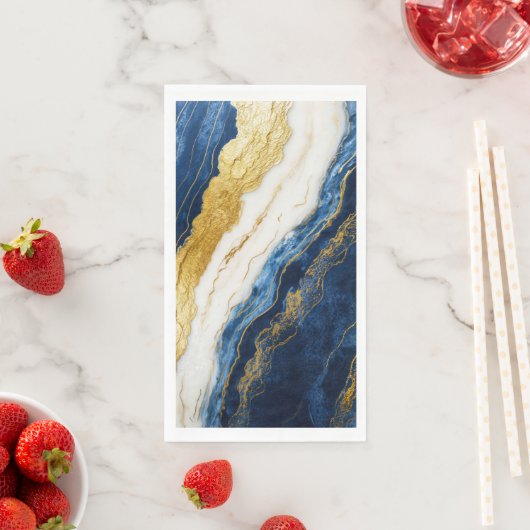 Luxuriöses Marmorschiff aus Navy Blue & Gold Leaf Serviette (Beispiel)