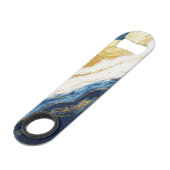 Luxuriöses Marmorschiff aus Navy Blue & Gold Leaf Speed Flaschenöffner (Rückseite Schrägansicht)