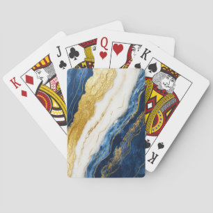Luxuriöses Marmorschiff aus Navy Blue & Gold Leaf Spielkarten