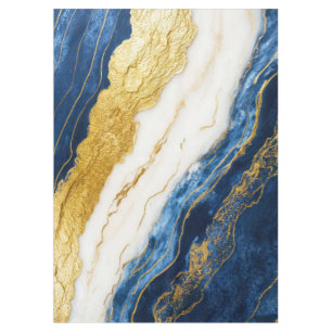 Luxuriöses Marmorschiff aus Navy Blue & Gold Leaf Tischdecke