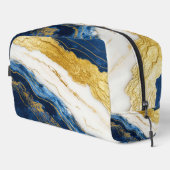 Luxuriöses Marmorschiff aus Navy Blue & Gold Leaf Waschbeutel (Rechte Ecke)