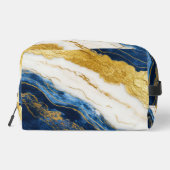 Luxuriöses Marmorschiff aus Navy Blue & Gold Leaf Waschbeutel (Rückseite)