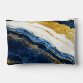 Luxuriöses Marmorschiff aus Navy Blue & Gold Leaf Zubehörtasche (Rückseite)
