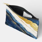 Luxuriöses Marmorschiff aus Navy Blue & Gold Leaf Zubehörtasche (Offen)