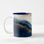 Luxuriöses Marmorschiff aus Navy Blue & Gold Leaf Zweifarbige Tasse (Links)